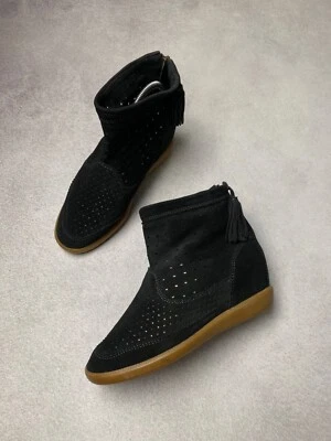 Isabel Marant Bekett Wedge Basley Black Suede Perforated Ankle sneakers size39 - Image 1 of 4