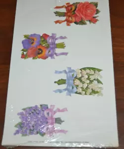 Marcadores de Current, Inc. ¡FLORES FLORALES SELLADAS! 4 papeles vintage años 80 - Imagen 1 de 4