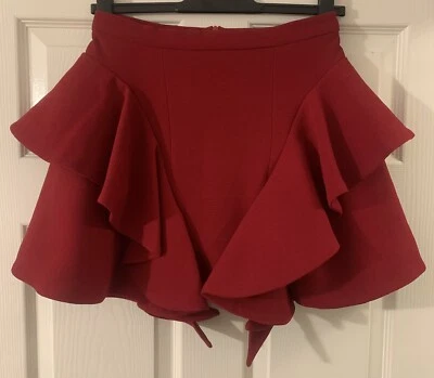 C/MEO COLLECTIVE Red Ruffle A-Line Mini Skirt Excellent Condition Worn Once M 10 - Image 1 of 4