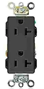 Leviton 16362-E Decora Duplex Receptacle 20A 125V 5-20R Black - Picture 1 of 2