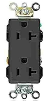 Leviton 16362-E Decora Duplex Receptacle 20A 125V 5-20R Black - Image 1 of 2