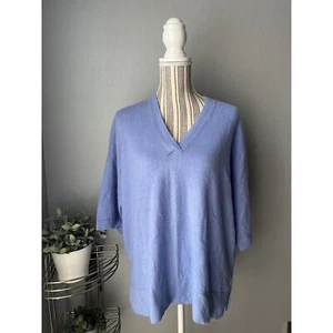 Vince Baby Blue Weekend V-Neck 100% Cashmere Soft Oversized Sweater XSmall XS - Picture 1 of 6