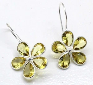 Yellow Citrine Gemstone 925 Sterling Silver Handmade Jewelry Earrings Size-1.50 - Picture 1 of 6