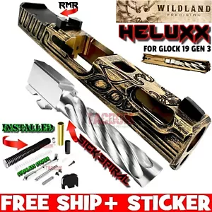 WILDLAND COMPLETE BATTLE GOLD RMR SLIDE For GLOCK 19 GEN 3 SPIRAL BARREL SIGHTS - Picture 1 of 13