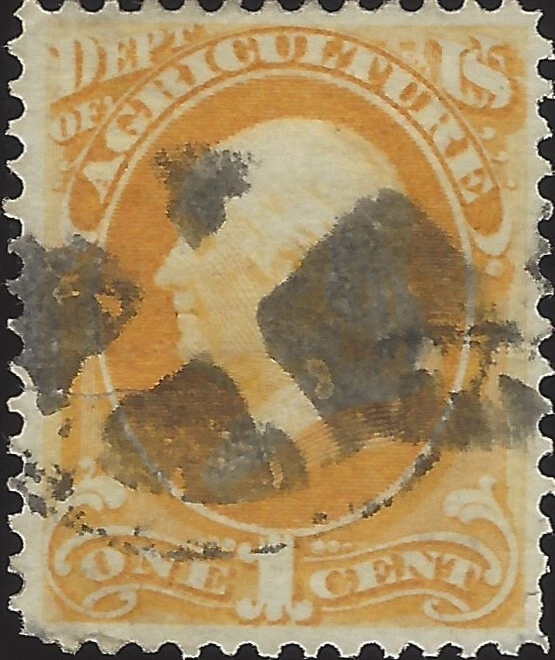 US Scott #O1 Used VF 1 Cent 1873 Official Agriculture Stamp CV 200.00 - Image 1 of 1