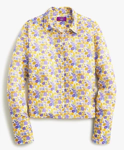 NWT $138 J.Crew x Liberty London sz 8 Garçon LS Shirt Arrow Floral 100% Cotton - Picture 1 of 3