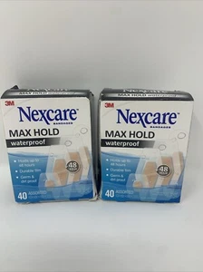 2 Pack 3M Nexcare Max Hold Waterproof Bandages: Assorted 40 count (Clear) - Picture 1 of 2