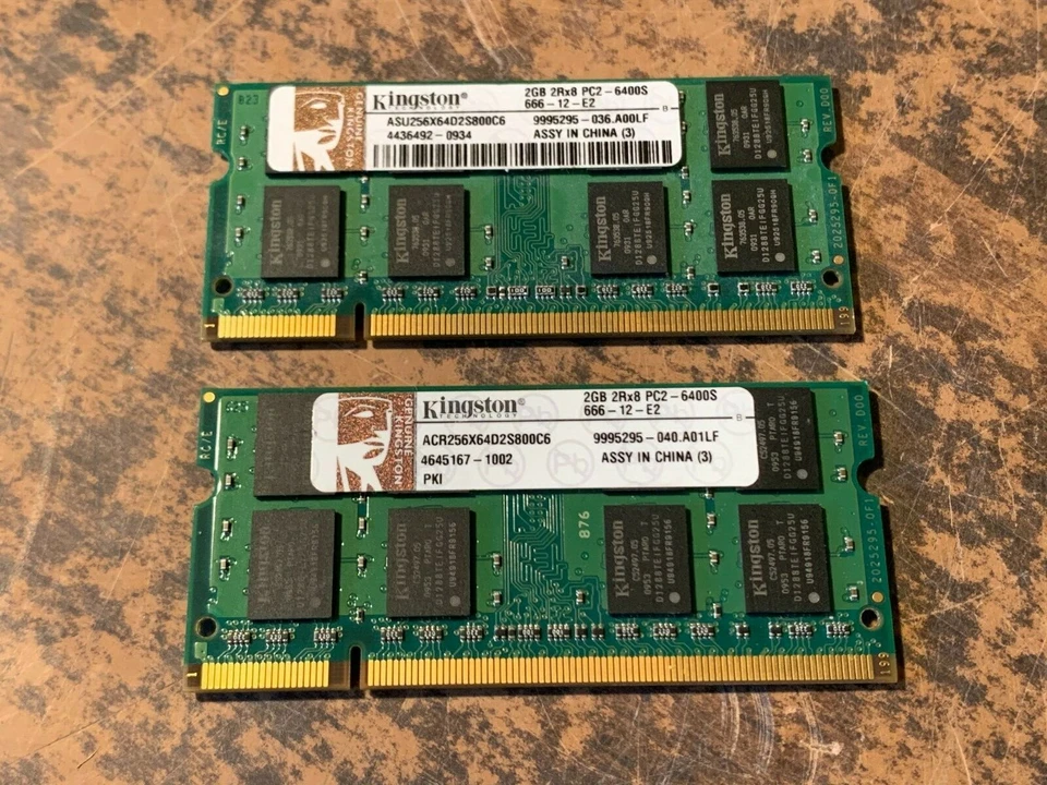 Kingston 4GB 2x2 DDR2 800MHz Laptop SO-DIMM RAM Memory 2X2GB ACR256X64D2S800C6 - Image 1 of 1