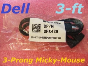 Dell laptop 3-Prong AC Power Cord Cable 4E PA-10 PA-12 PA-3E PA-2E FX429 0FX429 - Picture 1 of 12