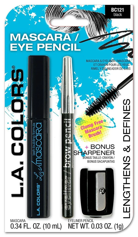 L.A. COLORS Mascara, Eyeliner Pencil & Sharpener, Black - Image 1 of 1