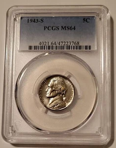 1943 S Jefferson Silver Nickel MS64 PCGS - Picture 1 of 4