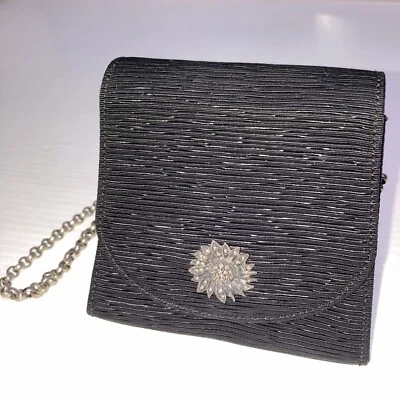 Vintage Judith Jack Mini 4" Evening Lipstick Black Shoulder Bag  Silver Chain - Image 1 of 4