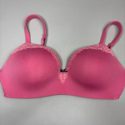 Sujetador Cacique 38C Camiseta Simplemente Sin Alambres Rosa Nylon Moldeado Ajustable Foto 1 de 4