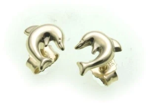 Kinderohrringe Ohrstecker Delfin Glanz 333 Gold Delphin Gelbgold Kinder - Picture 1 of 1
