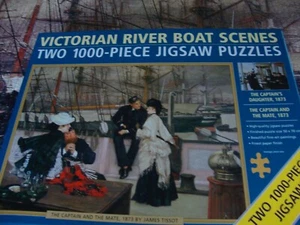 VICTORIAN RIVER BOAT SCENES - 2 X 1000 TEILE - HOCHWERTIGES PUZZLE - GEBRAUCHT - Bild 1 von 3