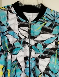 Alfred Dunner Women Size 12 / XL Jacket Colorful Summer Knit Zip Polyester Black - Picture 1 of 11
