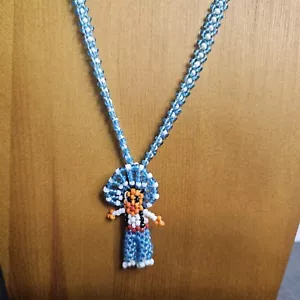 Collana di perline di ispirazione indigena nativi americani capo turchese bianco 24" - Foto 1 di 6