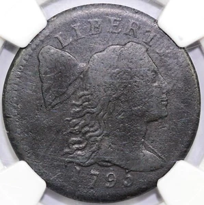 1795 1c S-76b Plain Edge Liberty Cap Large Cent NGC VF Detail Env. Damage - Picture 1 of 5