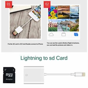SD Card Camera Reader Adapter for Apple iPad iPhone 14 13 12 11 Plus 8  X XS Max