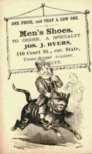 Bufford Man Riding Tabby Cat Joseph Byers Shoes Under Rivers Academy Brooklyn NY