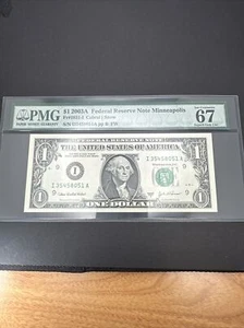 2003 A Federal Reserve $1 FR 1931-1 Minneapolis PMG 67 EPQ Superb Gem Unc. - Picture 1 of 12