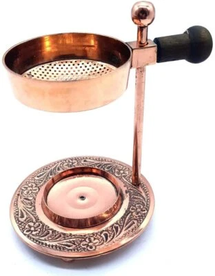 CRIGEMA - Bruciatore di Incenso in grani OTTONE ARGENTATO/DORATO o RAME