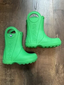 Crocs Handle It Rain Boots Green Waterproof slip on Kids shoe Size C12 - Picture 1 of 5