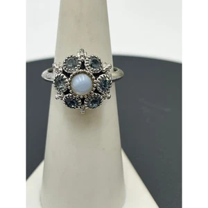 Avon Vintage 1974 blau Glas Kristall Moonglow Magic Cluster Blume Ring ADJ 5,5 - Bild 1 von 8