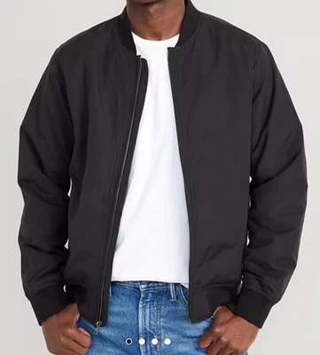Old Navy Jacket Mens Full Zip Bomber Black Pockets Polyester Black Size S - Image 1 of 4