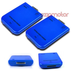 2X 2800MAH PORTABLE EXTERNAL BLUE BATTERY CHARGER 30-PIN IPHONE 4S 4 IPOD NANO - Photo 1 sur 1