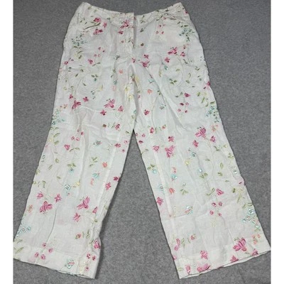 Pantalones cortos Grace Elements para mujer talla 6 de lino bordados florales Foto 1 de 4