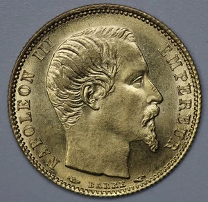 1854-A France Napoleon III Gold 5 Francs Brilliant UNC - Picture 1 of 3