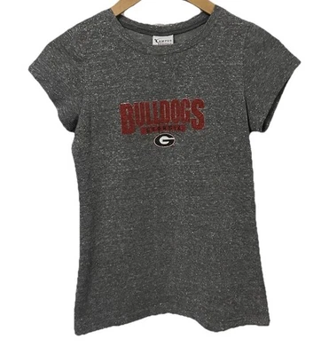 Georgia Bulldogs Girls’ Medium Sparkling Gray Logo College Lifestyle T-Shirt 406 - Image 1 of 4