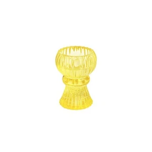 Yellow Glass Double Ended Dinner Candle / Tealight Holder 7.5x6cm - Picture 1 of 2