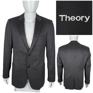 Theory Mens 42 Long Blazer Gray 100% Cashmere 2 Buttons Casual Jacket EUC - Picture 1 of 10