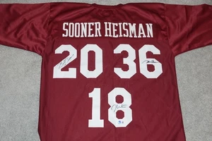 OKLAHOMA SOONERS Sims, Owens, White Heisman Winners Signed JERSEY Beckett COA - Bild 1 von 3