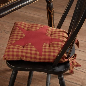 Primitive 14 in Chair Pad Red Appliqued Burgundy Kitchen Table Decor VHC Brands - Picture 1 of 8