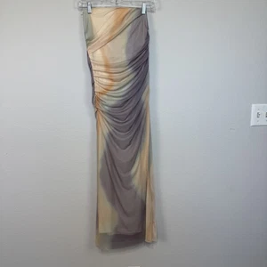 Maxi Vestido Zara Sin Tirantes Malla Acanalado Para Mujer Tie Dye Fiesta Formal Talla Pequeña - Imagen 1 de 16