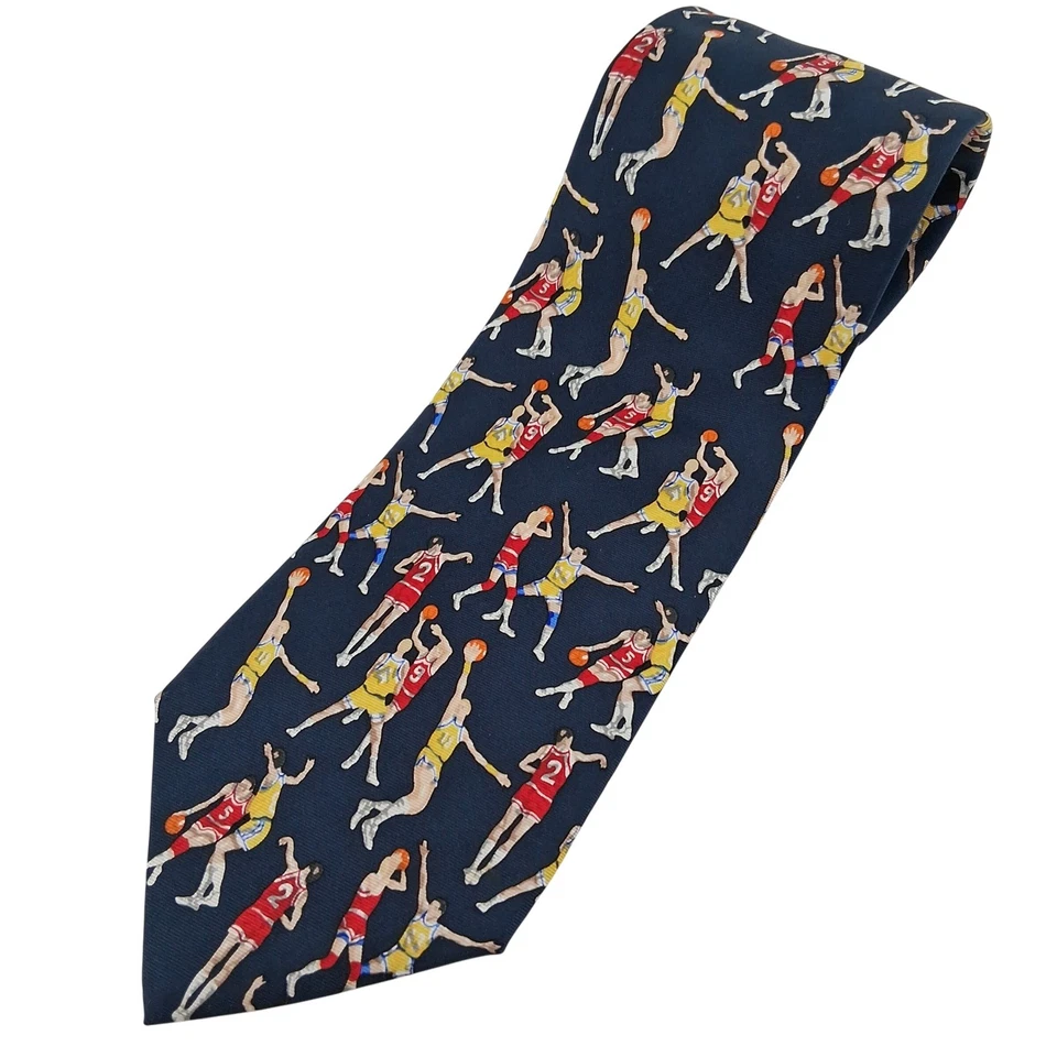 Vintage Alynn Neckwear Slam Dunk Basketball Tie Silk Made In USA Sport Novelty - Image 1 of 4