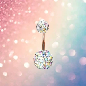 14G BarBell Belly Button Ring for Navel Piercing - Surgical Steel - NEW - Picture 1 of 4