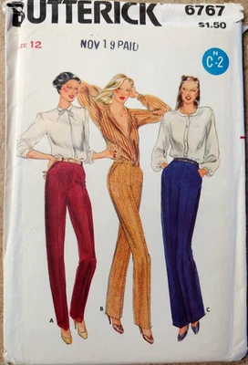 Vintage Misses' Pants Pattern Size 12 Butterick 6767 Uncut Proportional - Image 1 of 4