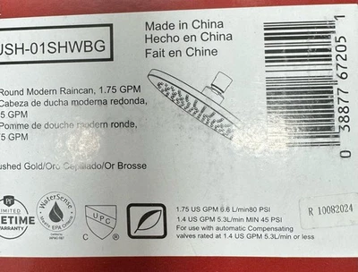 Pfister USH-01SHWBG Modern Round Rain Shower Head, Brushed Gold*READ* - Image 1 of 4
