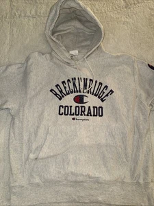 VTG Champion Reverse Weave ~ Breckenridge Colorado ~ Hoodie Sweatshirt LARGE - Picture 1 of 8