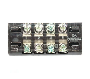 2pc Terminal Block TB15-4 with Cover 4P 15A 600V Screw Pitch=9mm TEND Taiwan - Picture 1 of 5