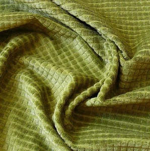 By Yard Lee Jofa Groundworks Pushbutton Velvet Moss Green Square 100% Linen - Picture 1 of 5