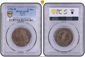 France Louis XVI - 12 Deniers 1791 Toulouse PCGS AU58BN - TOP POP - Imagen 1 de 1