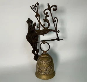 Vintage Antique Brass Monastery Church Bell Hanging Wall Mount - Picture 1 of 7