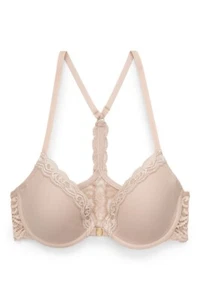 NEW Natori 735023 Feathers Racerback/T-Back Front Close Bra White Size 32D - Picture 1 of 1