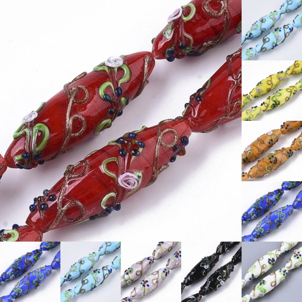 Lampwork Glasperle Perle Handgedreht Künstlerperle Schmuckperle Olive 45mm - Bild 1 von 1