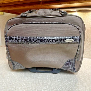 Vtg Samsonite 1910 Rolling Carry-On Laptop Briefcase Suitcase 16x15x9" Leather H - Picture 1 of 6